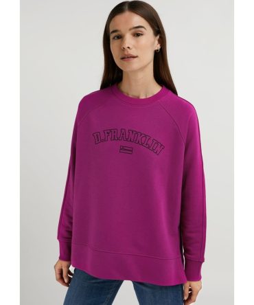 Varsity Oversized Crew Neck Sweatshirt Orchid / Black