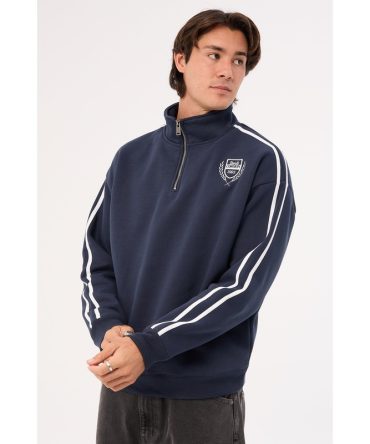 Common Need Crest Quarter Zip Sweater Navy