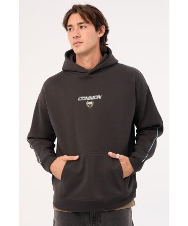 Common Need Emblem Boxy Hoodie Black