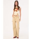 Luck & Trouble Aesha Low Rise Cargo Pant Stone