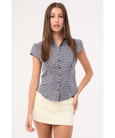 Lioness Mon Cheri Blouse Navy Check
