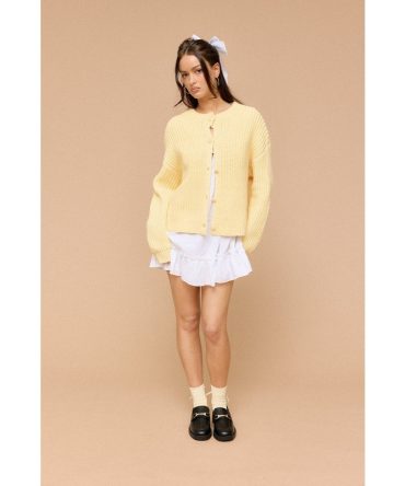 Perfect Stranger Dottie Slouch Cardigan Lemon