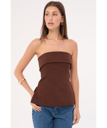 Perfect Stranger Luca Strapless Long Line Top Brown