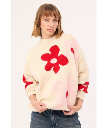 Perfect Stranger Posey Floral Knit Jumper Cream Print