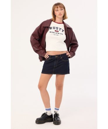 Rusty Mr Worldwide Raglan Skimmer Tee White