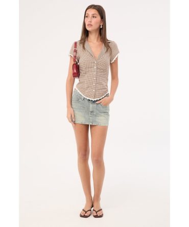 Rusty Norty Low Rise Denim Micro Skirt Dirty Dawg