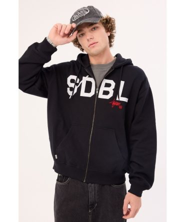 Sdouble Applique Zip Thru Hood Black