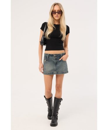 Worship Crux 00’s Micro Skirt Blasted Blue