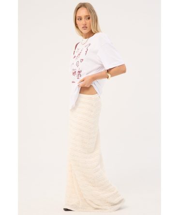 Perfect Stranger Frilly Astra Maxi Skirt Cream