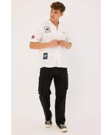 Common Need Vinyl Organic Cargo Pant Washed Black