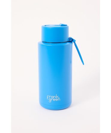 Frank Green 34oz Ceramic Bottle Flip Straw Lid Blue Lagoon