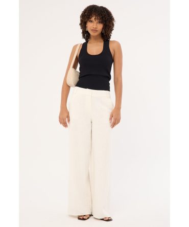 Perfect Stranger Menorca Low Rise Linen Pant White