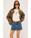Luck & Trouble Katia Ruched Asymmetrical Mini Skirt Cream
