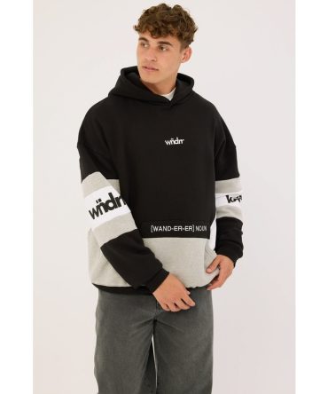 Wndrr Junction Panel Hood Sweat Black