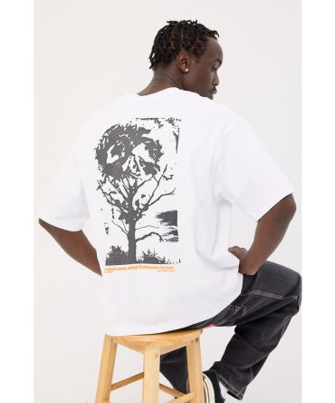 Worship Black Woods Oversize Tee White