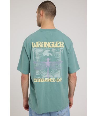 Wrangler Dragon Fly Slacker Tee Overcast Blue