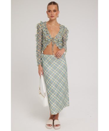 Charlie Holiday Evelyn Midi Skirt Picnic Check