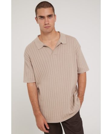 Common Need Orlando Wide Knit Polo Cream