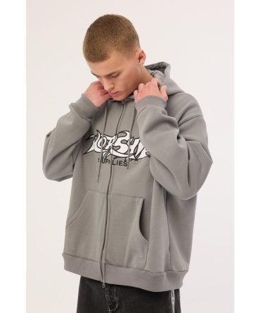 Worship Vanity Zip Hood Steel Grey