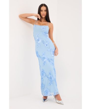 Luck & Trouble Nia Applique Maxi Dress Blue