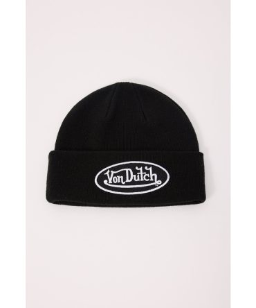 Von Dutch Logo Patch Beanie Black