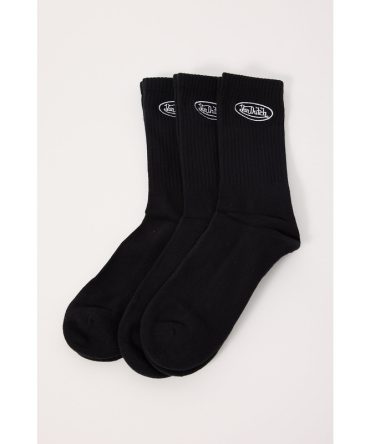 Von Dutch Oval Logo Sock 3 Pack Black