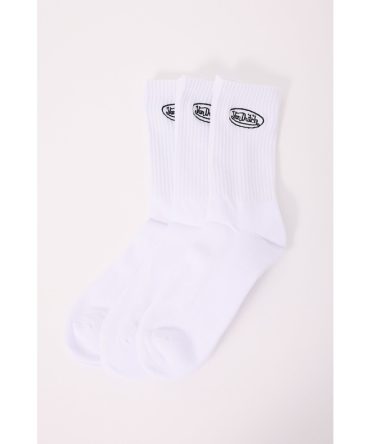 Von Dutch Oval Logo Sock 3 Pack White