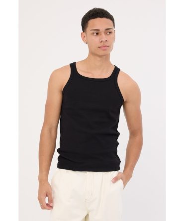 Common Need Square Neck Singlet Tank Black