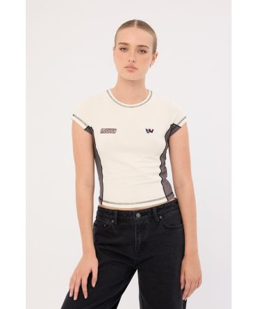 Worship Anytime Panelled Cap Sleeve Tee Zine/Worn Black