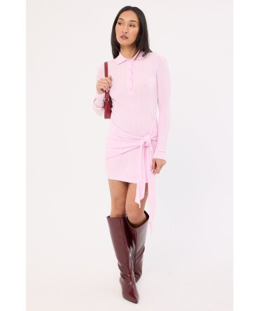 Luck & Trouble Juniper Polo Knit Mini Dress Pink
