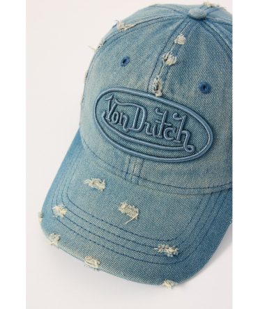 Von Dutch Distressed Dad Cap Blue Acid Wash