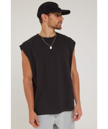 Common Need Brushed Cotton Muscle Tank Night Black