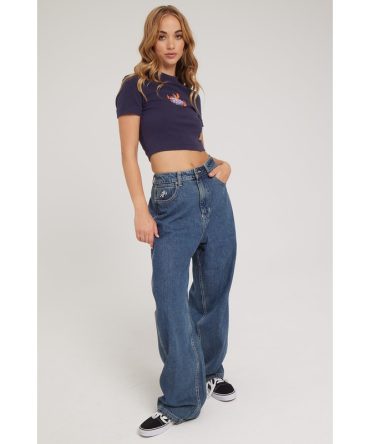 Worship Chew On It Big Baggy Jean Dirty Mid Blue