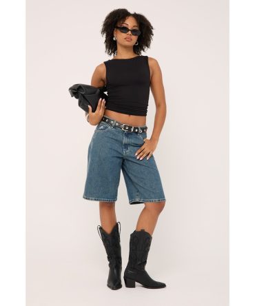 Worship Worship Big Baggy Denim Short Dirty Mid Blue