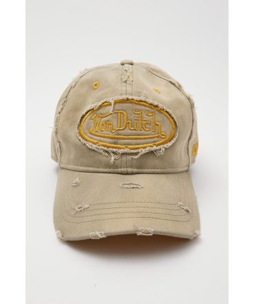 Von Dutch Dad Cap Embroidery Patch Destroyed Khaki