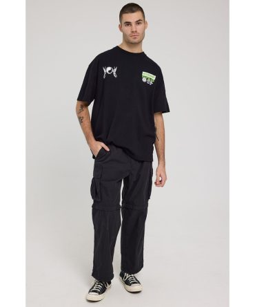 Worship Deliverance Zip Off Nylon Cargo Pant Washed Black