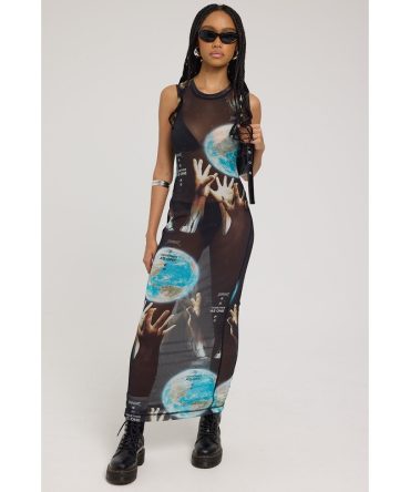 Worship Together Mesh Maxi Dress Black