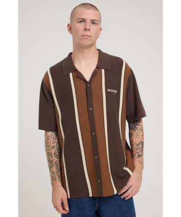 Wrangler Dickie Knit Stripe Shirt Brown Stripe