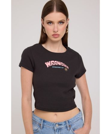 Wrangler Mixer Baby Rib Tee Worn Black