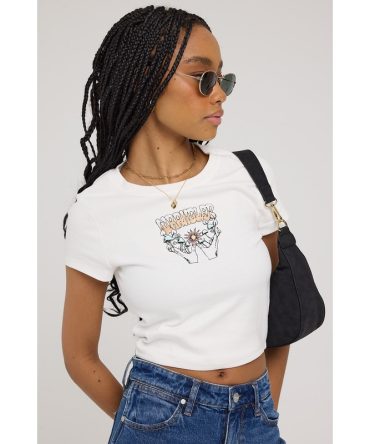 Wrangler Shroom Baby Rib Tee White