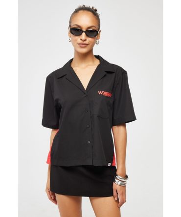 Worship Reckless Bowling Shirt Black Red Contrast