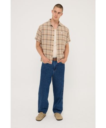 Worship Hank Short Sleeve Work Shirt Grey Check