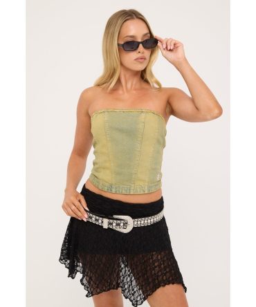 Worship Devlish Denim Tube Top So Dirt It Hurts