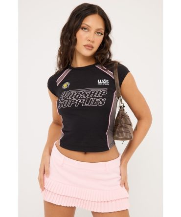 Worship Football Baby Cap Sleeve Black