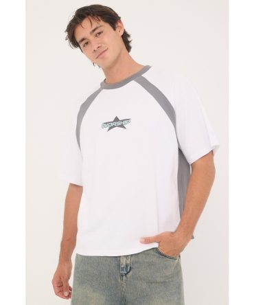 Worship Orion Oversize Raglan Tee White/Steel Grey