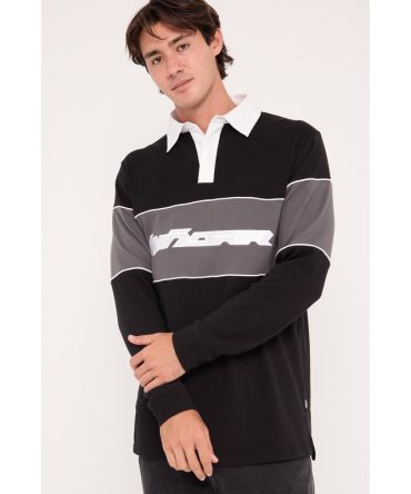 Wndrr Rothman Panel Rugby Top Black/Grey
