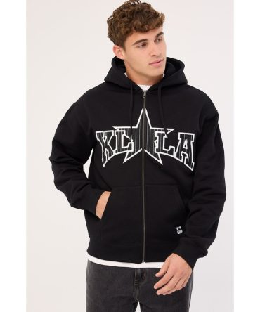 Xlarge LA Star Zip Thru Hood Black